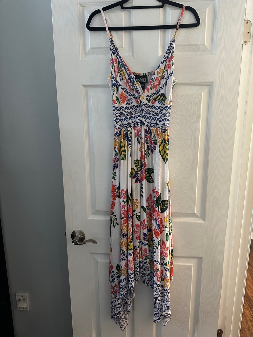 Angie Multicolor Floral Maxi Dress with Blue Pattern